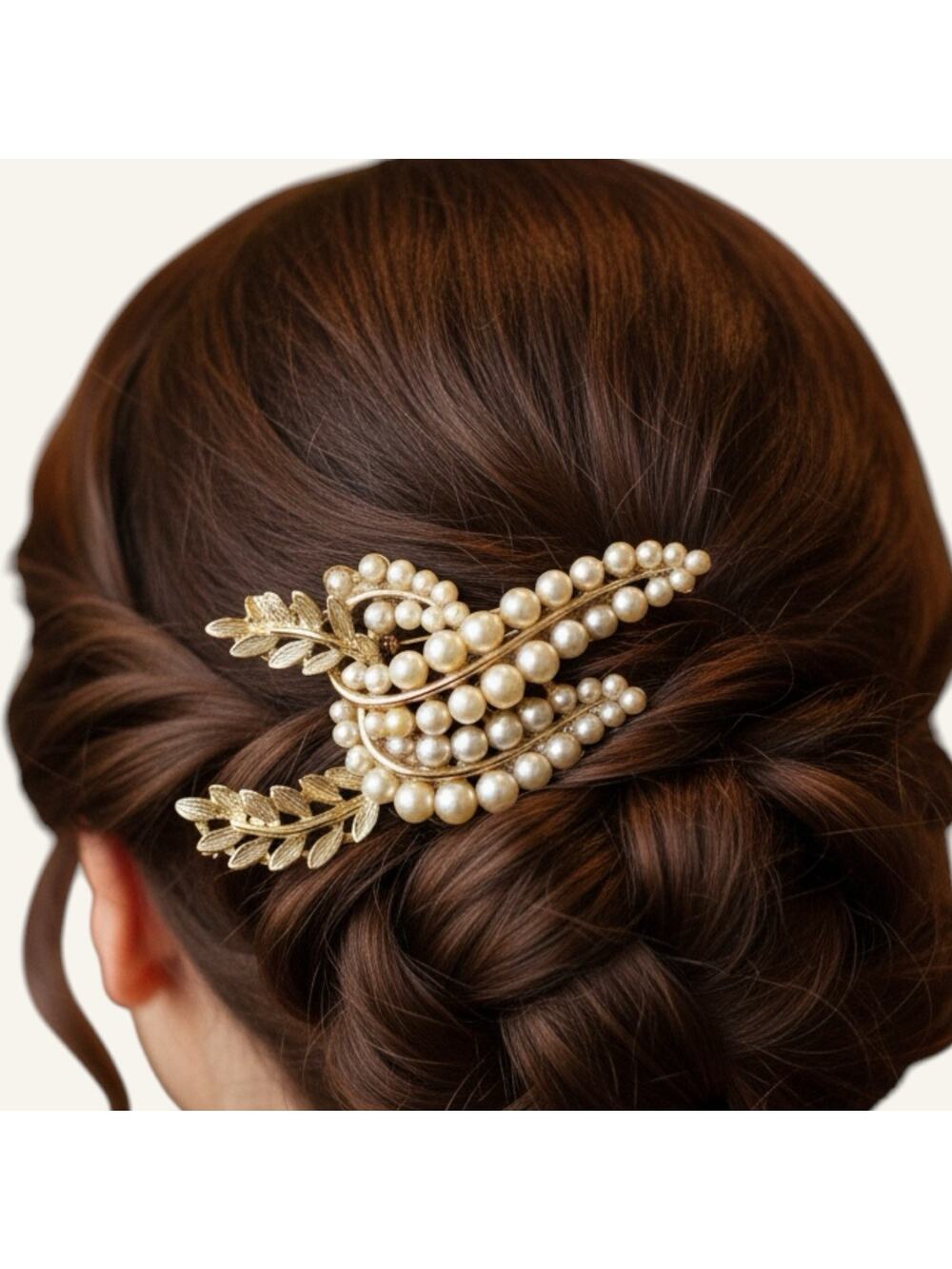 Bridal Hair Comb Ivory Pearl Leaf White Accessory Vintage Wedding Clip